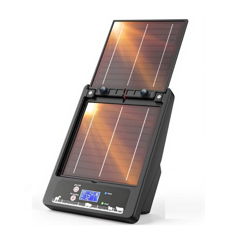 Solar-01 folding solar electric fence energizer with dual solar panels